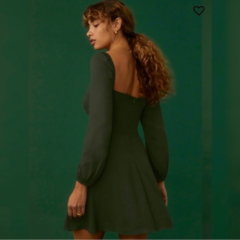 Reformation olive green mini dress